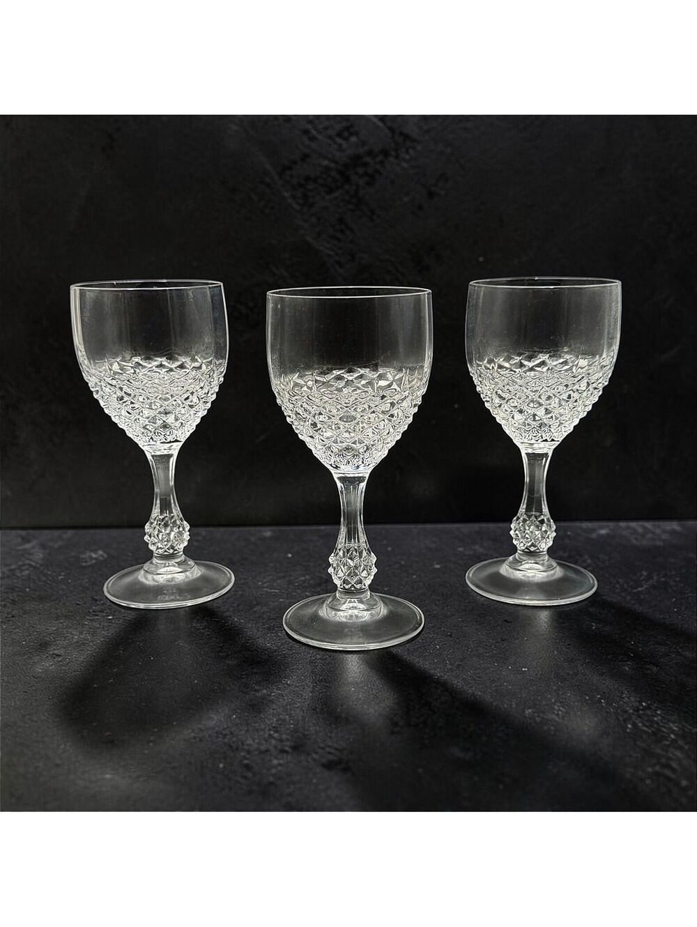 Set of 3 Vintage Cristal D’Arques Chenonceaux Wine Glasses - Made In France